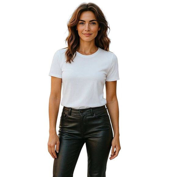 Forever 21 Black Faux Leather 70s Disco Retro Flare Pants Jeans - Picture 11 of 11